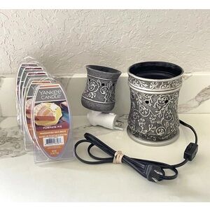 Scentsy Silvervine Wax Warmer 2pc Set w/Waxes Included - Retired Rare Style